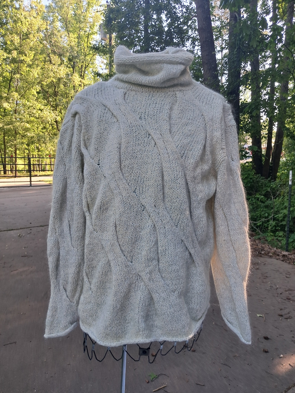 Supersoft, Cozy Cable Knit Turtleneck Sweater - Cream With Blue Flecks